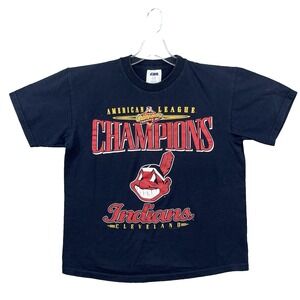 VTG CSA 1997 Cleveland Indians Guardians Tee Youth 14-16 Champions MLB Baseball‎